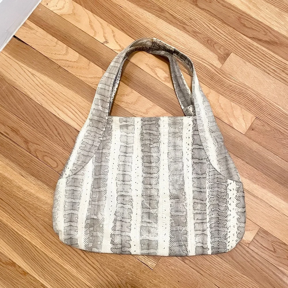 Beirn Jenna Natural Watersnake Leather Hobo Luxury Tote Bag